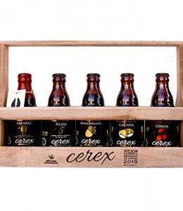 CEREX-Pack-Degustacin-de-5-Cervezas-Artesanas-Espaolas-con-caja-regalo-de-presentacin-en-madera--Cerveza-de-Cereza-Castaa-Ibrica-de-Bellota-Pilsen-y-Andares-0